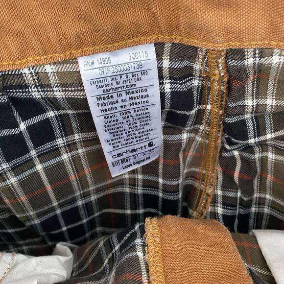 Carhartt Loose Original Fit Brown Flannel Lined Work Pants size 31x30 - Picture 8 of 8